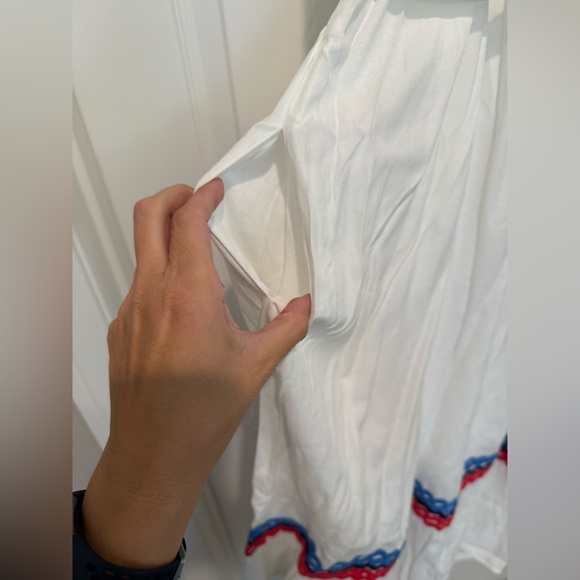 Off white contrast stripe detail shoulder strap midi dress by Entro - Picture 10 of 12